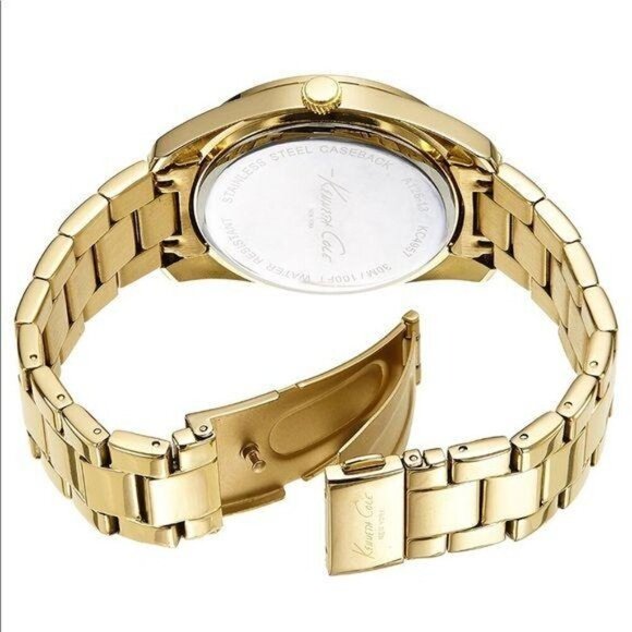 Womens Kenneth Cole New York Gold-Tone Crystal-Encrusted Large Dial Watch - Picture 5 of 8